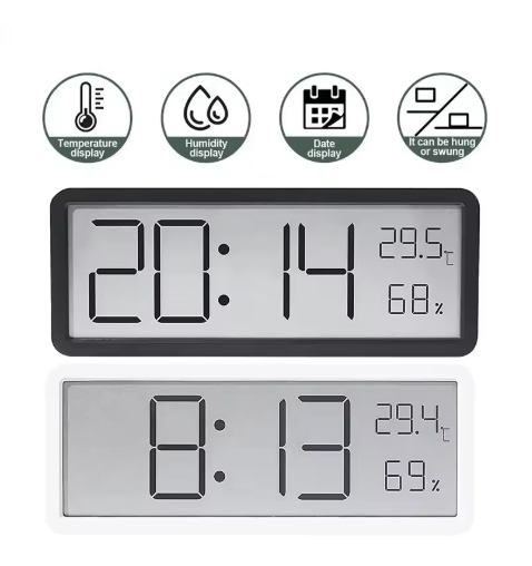 Minimalist LCD Screen Digital Wall Clock Time Temperature Humidity Time Display Electronic Clock Desktop Digital Clock