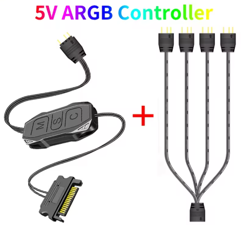 AR-1 RGB Controller Cable 5V 3 Pin 3pin to SATA ARGB Mini Controller HUB Adapter for PC Fan Cooling Fan Light Strip