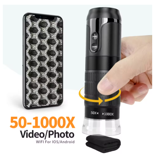 iPhone/Android 1000X Zoom Digital Microscope Wifi Wireless Pocket Handheld USB Microscopes Fixed Focus HD Magnifier with LED For iPhone Android PC