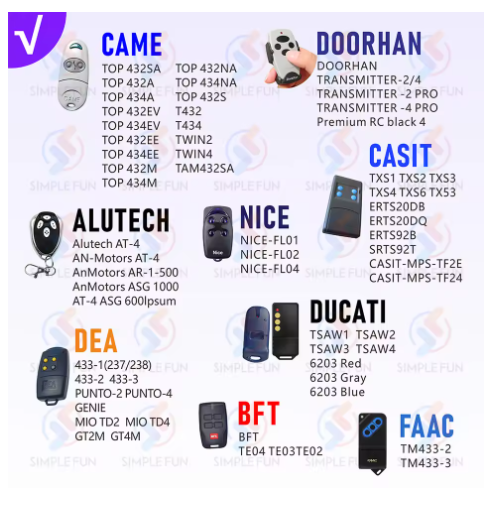 433MHz Clone Remote Control Wireless Fixed Rolling Code RF Transmitter ...