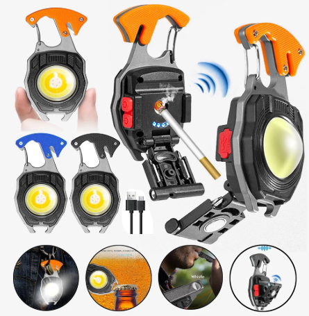 100Watts 5 in1 Multifunctional Mini COB LED KeyChain Light Lighter,Magnet,Opener,Screwdriver,Light