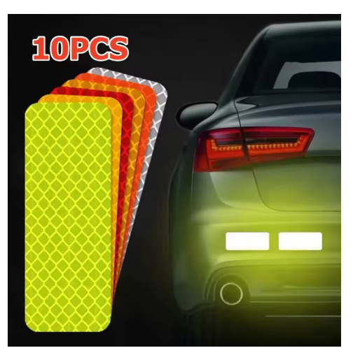 10Pcs Car Reflective Safety Strip Stickers Car Reflective Sticker Reflective Warning Safety Tape Warning