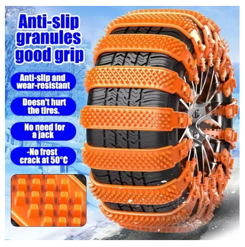 8Pcs Universal Tire Track-Style Snow Chains Emergency Anti-Skid Tyre Chains Simple installation and removal Reusable