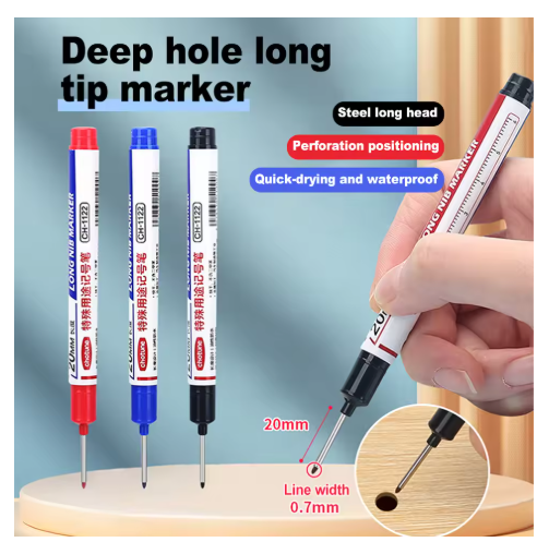 5Pcs Multi-purpose Deep Hole Marker Pens Red/Black/Blue/White/Green Ink Long Head Markers