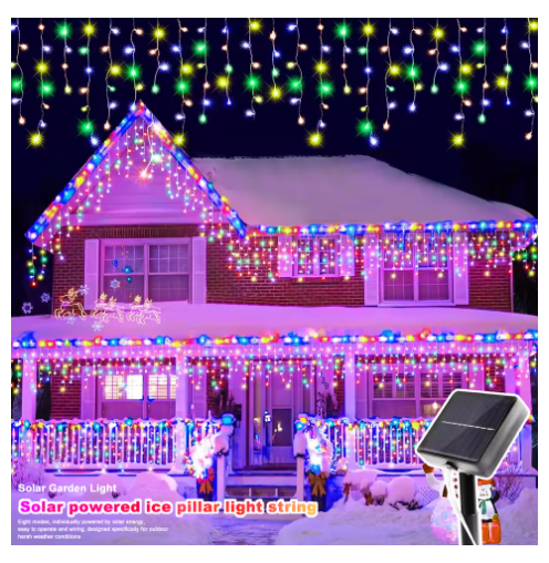 Solar Icicle String Lights Outdoor Solar Eaves Lights for Garden Patio Balcony Wedding Party Christmas Halloween Decor