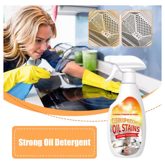 240ml Grease Remover Powerful Kitchen Degreaser Spray Stainless Steel Hoods Cooktop Cleaner Instant Oil Stain Dissolver