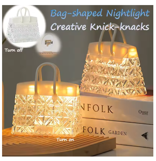 Crystal Clear Handbag Mini Night Light Home Decor Bedroom Lighting