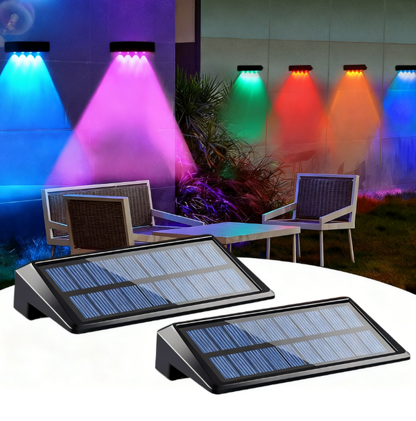 2 Pack Solar Wall Lights 4 LED Fence Lights Outdoor Waterproof Solar Deck Lights Wall Lights for Fence Post Yard Pathway