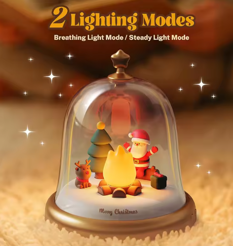 Christmas Music Ambience Night Light Music Box Holiday Present LED Small Night Light Home Decoration Novelty Switch on Bedside Table Lamp