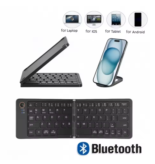 Pocket-sized Foldable Bluetooth Keyboard Compact and Portable Compatible with Windows/Android/iOS/Mac