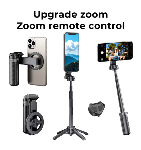 iPhone Magnetic Selfie Stick 360 Rotation Bluetooth Selfie Holder Portable Telescopic Magnetic Mobile Tripod Stand For Live Streaming