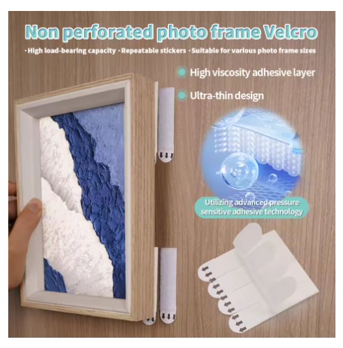 12Pairs Nail-Free, Residue-Free Magic Hook Velcro Fasteners｜High Load Capacity & Reusable｜Home Organisation｜Bathroom & Kitchen｜Picture Frames｜Wall Decoration Fixing Solution