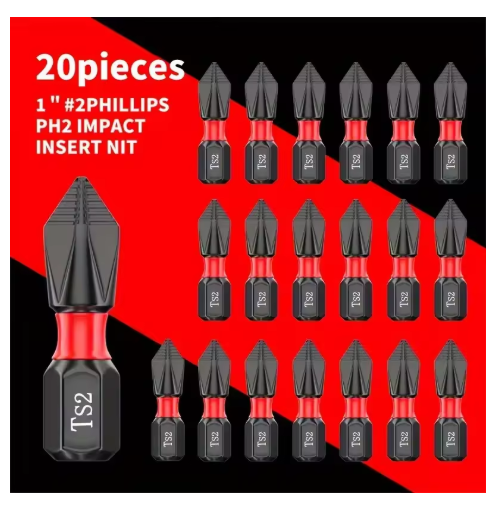 20Pcs Anti-slip Cross Screwdriver Set Magnetic S2 Screwdriver Bit 25mm/50mm Hex Shank Impact Alloy Drill Bits Multifunctional Tools