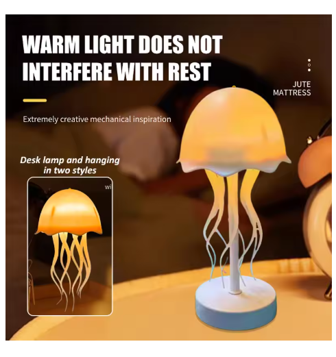 Hangable or freestanding Floating Jellyfish Lamp Extra-long battery life Soothing nightlight Rotating jellyfish tentacles Sleep-inducing and stress-relieving toy lamp