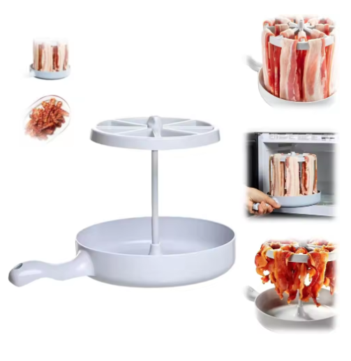 Bacon Maker Barbecue Rack Bacon Cooker for Microwave Oven Cooker BBQ Grill Plastic Barbecue Rack Tray for Less Calories Grease