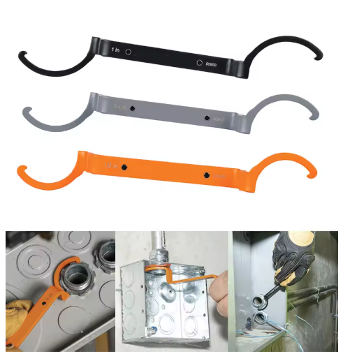 3Pcs Conduit Locking Wrench Set | Locknut Wrench | 1/2‘, 3/4’, 1" Three-Size Set | Electrician's Specialised Tool | Magnetic Storage Design