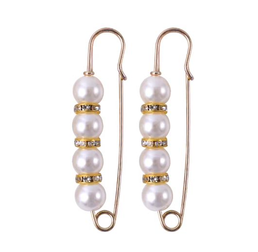 2Pcs White Pearl Diamond-Adorned Brooch Clip | Jeans Waistband Tightener | Invisible Waist Cincher | Waistband Adjustment Tool