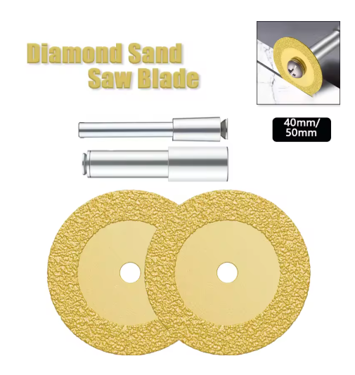 6-Piece Set 5 Diamond Cutting Discs+1 Connecting Shaft | For Angle Grinders/Electric Grinders/Hand Drills | High-Performance Durable Dry Grinding Set | Suitable for Quartz Stone, Ceramic Tiles, Marble Edge Grinding