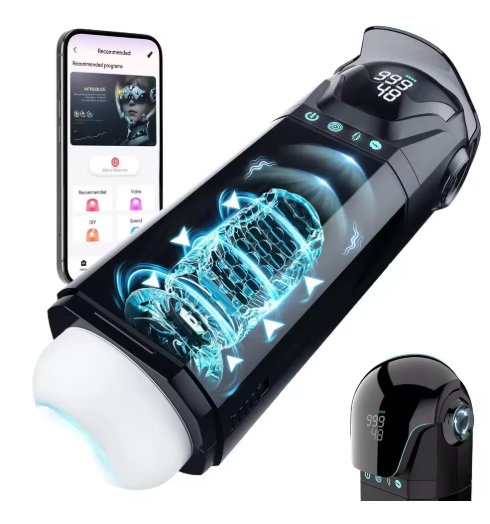 9-in-1 Smart Male Masturbator | App-Controlled Vibration + Thrusting + Suction Trio | Enhances Hardness and Stamina | Easy Clean, Full Size Compatibility