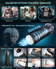 9-in-1 Smart Male Masturbator | App-Controlled Vibration + Thrusting + Suction Trio | Enhances Hardness and Stamina | Easy Clean, Full Size Compatibility