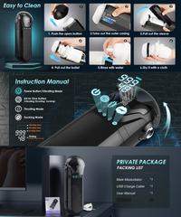 9-in-1 Smart Male Masturbator | App-Controlled Vibration + Thrusting + Suction Trio | Enhances Hardness and Stamina | Easy Clean, Full Size Compatibility