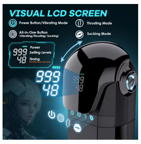 9-in-1 Smart Male Masturbator | App-Controlled Vibration + Thrusting + Suction Trio | Enhances Hardness and Stamina | Easy Clean, Full Size Compatibility