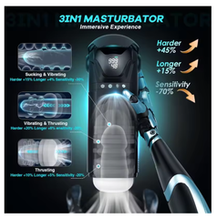 9-in-1 Smart Male Masturbator | App-Controlled Vibration + Thrusting + Suction Trio | Enhances Hardness and Stamina | Easy Clean, Full Size Compatibility