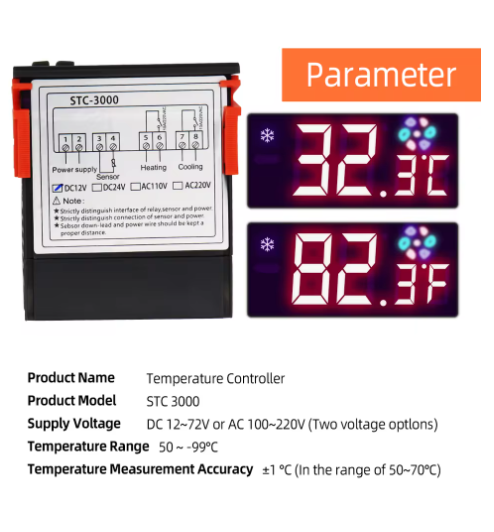 STC-3000 AC 110V-220V/12V/24V Digital Temperature Controller Thermostat Thermoregulator Incubator Thermometer Sensor Heating Cooling