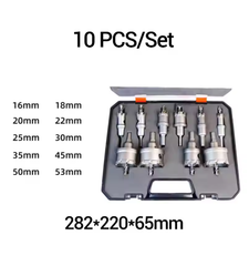 6/10/12Pcs Alloy Hole Saw Set 16-53mm Carbide Hole Saws for Metal Applications Non-Slip Triangular Handle Positioning Drill Hole Saw Set Suitable for Hand Drills and Bench Drills