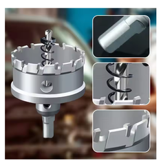 6/10/12Pcs Alloy Hole Saw Set 16-53mm Carbide Hole Saws for Metal Applications Non-Slip Triangular Handle Positioning Drill Hole Saw Set Suitable for Hand Drills and Bench Drills