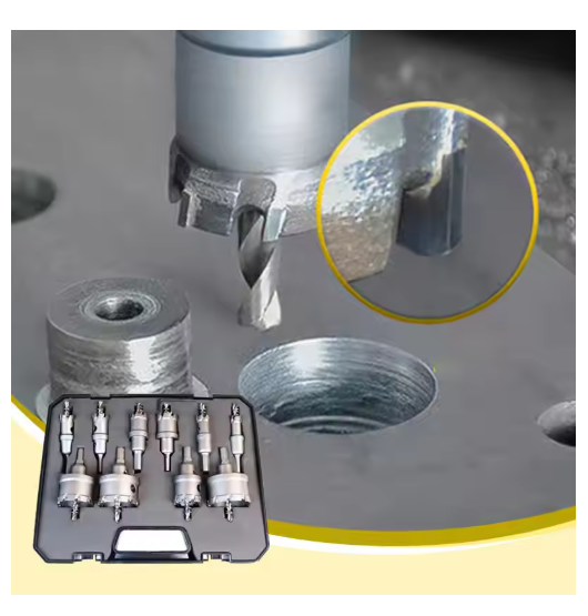 6/10/12Pcs Alloy Hole Saw Set 16-53mm Carbide Hole Saws for Metal Applications Non-Slip Triangular Handle Positioning Drill Hole Saw Set Suitable for Hand Drills and Bench Drills