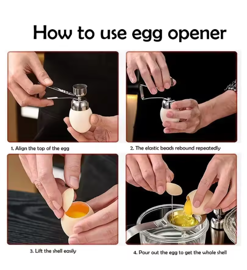 2Pcs 304 Stainless Steel Egg Cracker Small+Large Set Effortless Egg Cracking Preserves Shape Without Shell Fragmentation