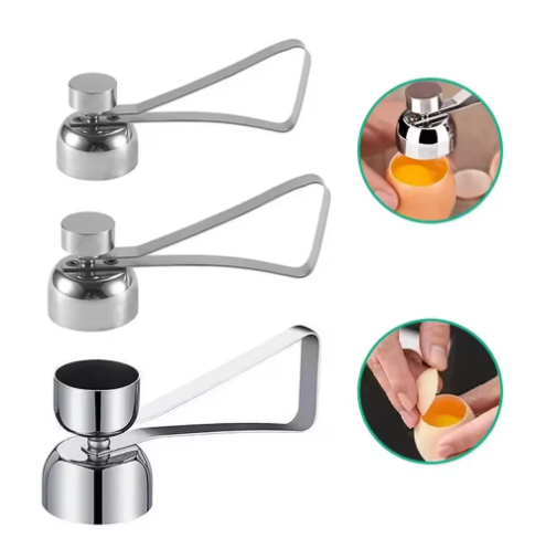 2Pcs 304 Stainless Steel Egg Cracker Small+Large Set Effortless Egg Cracking Preserves Shape Without Shell Fragmentation