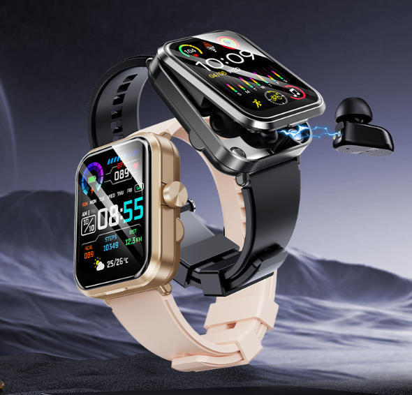 2-in-1 Wireless Stereo Earbuds Smartwatch AI Noise Cancellation Blood Oxygen, Blood Pressure & Heart Rate Monitoring 1.85-inch Touchscreen Colour Display 20-Day Ultra-Long Standby