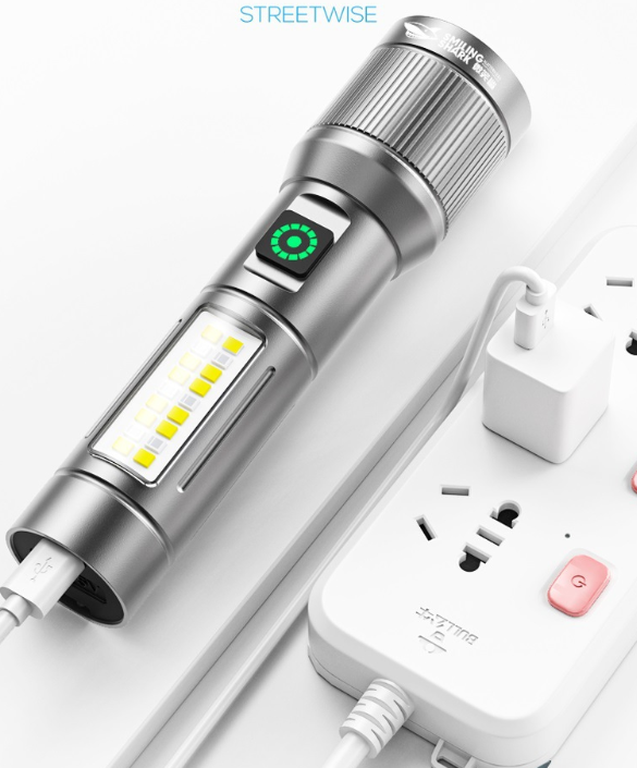 60,000-Lumen M60 White Laser Zoom Torch with Side-Mounted COB Softlight and Six-Level Intelligent Lighting