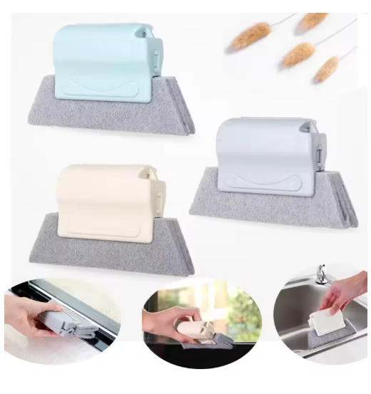 2Pcs Power Scrub Window Brush for Hard-to-Reach Grooves and Corners Green