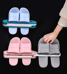 Foldable Wall-Mounted Slipper Rack - No Drilling Required Bathroom Entryway Shoe Storage for Home Use 1-to-3 Conversion for Three Pairs of Shoes Space-Saving Design