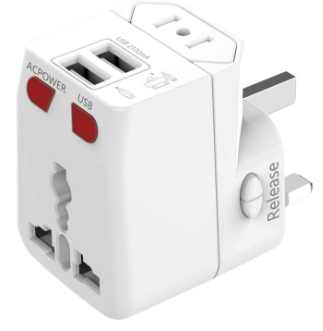 Universal plug converter: One plug for the world, dual USB fast charging, universal for 150+countries worldwide