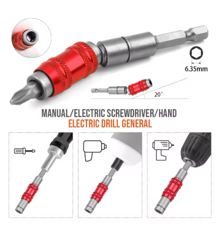 2Pcs Universal screwdriver extension rod: specially designed for narrow and small spaces with edge screws, with a corner angle of up to 20 °, flexible combination of electric drill/wind screwdriver