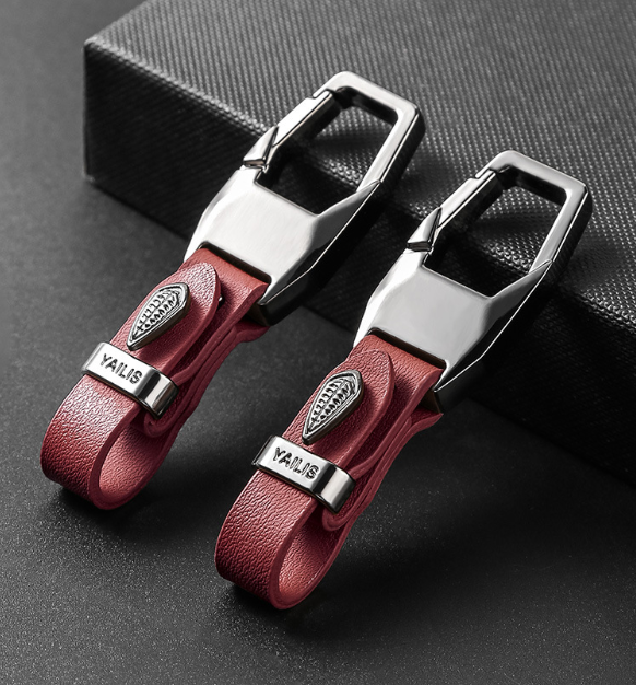 2Pcs Premium Automotive Key Fob - Zinc Alloy Buckle with Genuine Leather Multi-Functional Anti-Loss Key Cover Dual-Use Fashion Accessory for Home and Vehicle