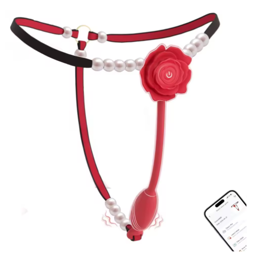 Smart Remote-Controlled Vibrating Rose Thong App Remote Control, 9 Vibration Modes, Couples' Interactive Lingerie, Magnetic Charging, IPX5 Waterproof, Skin-Friendly Elastic Waistband, Adult Gift for Women