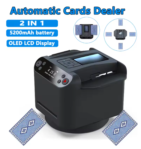360° Rotating Automatic Card shuffle Dealer Machine 2 In 1 Playing Cards Shuffling Dealing Tool Home party Poker Outdoor Camping Birthday Parties Games Device