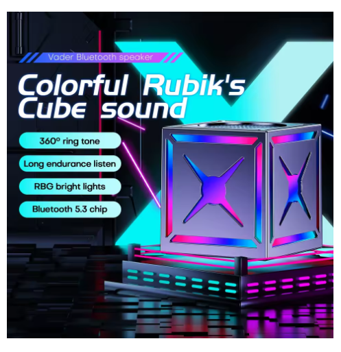 Magic Cube Audio Bluetooth Speaker - Vibrant LED Lighting, 360° Surround Bass, Portable Outdoor Speaker, Bluetooth 5.3, Long-Lasting Battery, Desktop Atmospheric Speaker