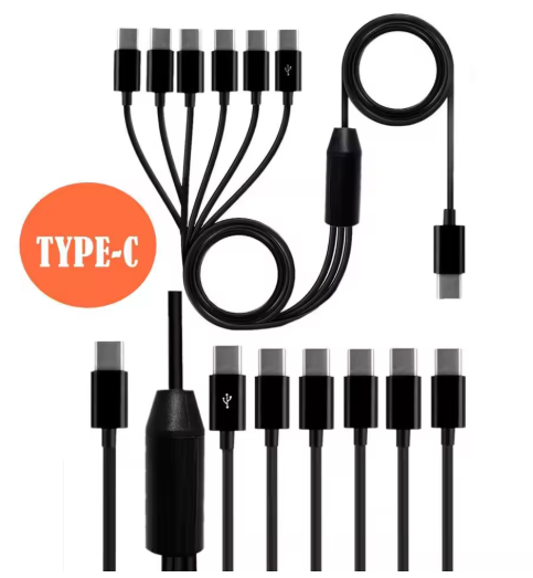 6-in-1 USB C Charging Cable, USB C to 6 USB C Multi Charger Cord, Type-C Splitter Cable 5V/3A 6 Ports Multiple Charging Wire for iPhone 15/16/17, Smartphones, Tablet, Switch, Laptop, Power Bank 150cm