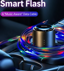 3-in-1 Smart Voice-Activated Rhythm-Synced LED Charging Cable 66W 6A Super-Fast Charging Cable Multi-Colour Glowing Charging Cable Compatible with Apple/Android/Type-C Devices