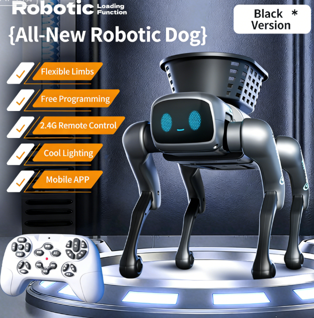 Intelligent Bionic Mechanical Dog Electric Remote-Controlled Robot Toy AI Mobile Programming Boy's Birthday Gift 30cm Large Size with Dual Battery Life Programmable Robot