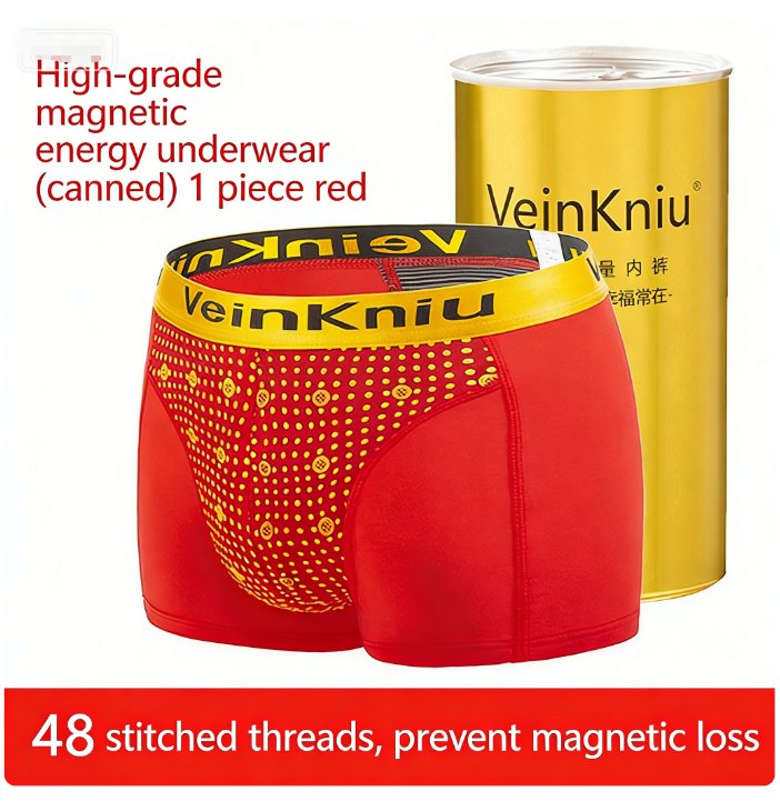 Men's Magnetic Energy Underwear Health-Promoting Boxer Briefs Breathable Comfort 3D Contoured U-Shaped Design Features 48 Energy Magnets Available in Black/Red/Blue Multiple Sizes (L-5XL)