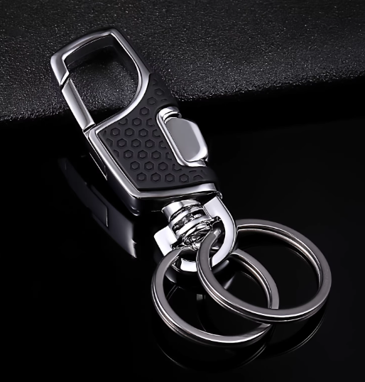 Premium Creative Double-Ring Alloy Leather Keyring