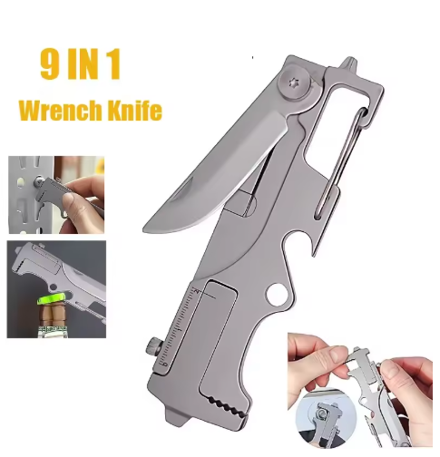 9-in-1 Mini Multi-Function EDC Pocket Tool Spanner Screwdriver Pocket Knife Parcel Opening Stainless Steel Portable Folding Outdoor Survival Daily Maintenance