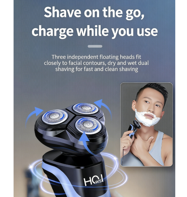 Men's Triple-Blade Floating Smart Electric Shaver Rechargeable Razor W ...